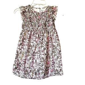 Gap girls floral print smocked chiffon sleeveless dress size 5